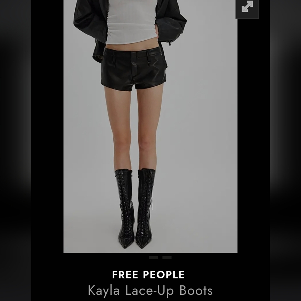 Free People Kayla Elegant Black Lace-Up Women's Boots - Picture 3 of 12